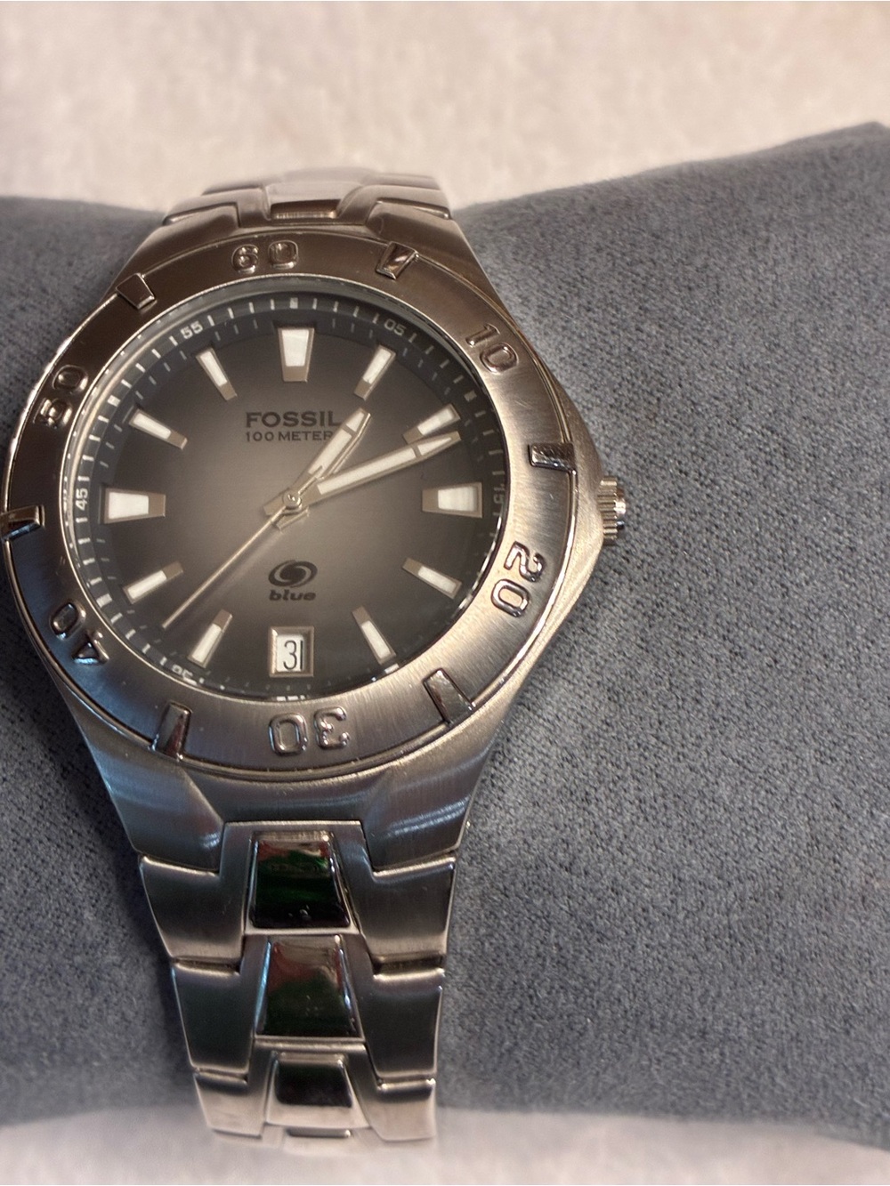 Fossil Men's Silver Stainless Steel Watch with Gray Dial